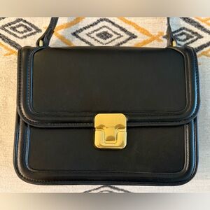 Mango Black Shoulder Bag with Gold Clasp